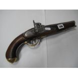 A XIX Century Pinfire Pistol, with brass mounts, crown stamp, 'Tower' and '16'. Complete with