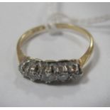 A Five Stone Diamond Ring, the graduated old brilliant cut stones claw set, stamped "18ct Plat".