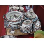 XIX Century Ashworth and Mason's Ironstone Plates, various patterns, tureen, teapot in the 'Japan'