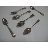 A Matched Set of Four Hallmarked Silver Old English Pattern Teaspoons, crested; together with a