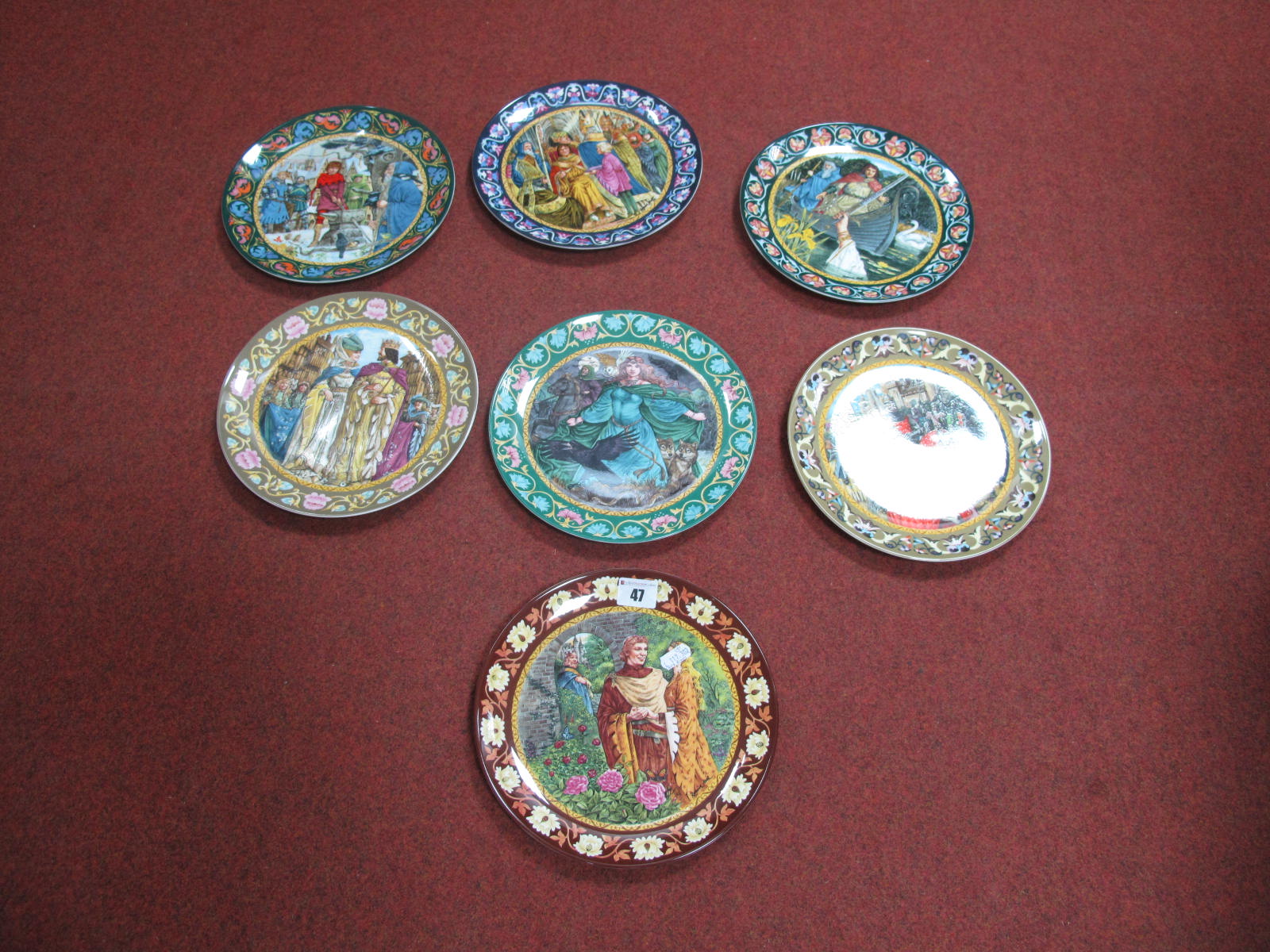 Seven Collectors Plates From The Legend of King Arthur Series, No's 1-7, all boxed with