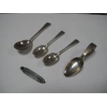 A Hallmarked Silver Baby's Spoon, with loop handle and rabbit detail; together with a pair of