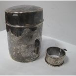 A Hallmarked Silver Canister, Sheffield Assay Office, Sheffield 1977, of plain cylindrical form,