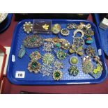 A Collection of Assorted Vintage and Later Costume Brooches:- One Tray
