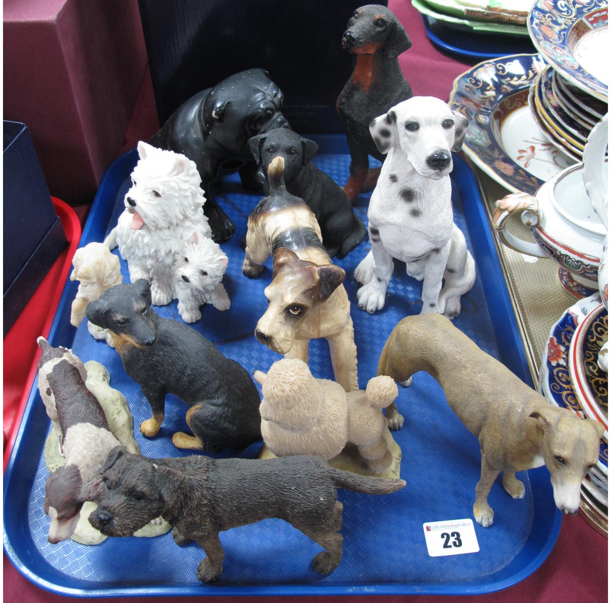 Pottery Pug, Border Fine Arts, Leonardo and other Model Dogs:- One Tray