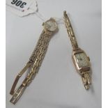 A Ladies Wristwatch, on 9ct gold expanding bracelet; together with a 9ct gold Rotary ladies