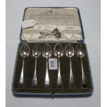 A Cased Set of Hallmarked Silver "British Hall Marks" Teaspoons; together with a pair of Art Deco