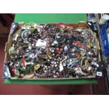 A Large Mixed Lot of Assorted Costume Jewellery, including beads, bangles, etc:- One Box