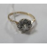 A Diamond Cluster Ring, old and single sut set, stamped "18ct" "Plat".