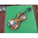 An Early XX Century Violin, two piece back, no internal label, mother of pearl inlay to the