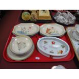 Joan Shorter Kiddies Ware for Wilkinson Ltd, six hexagonal plates, side plates and seven saucers