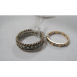 Two Eternity Style Bands, with inset highlights. (2)