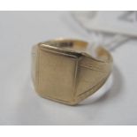 A 9ct Gold Signet Style Ring, with plain rectangular panel.