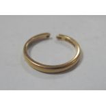 A 22ct Gold Plain Wedding Band, (cut).