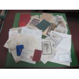 A Naval Pay and Identity Book, driving licence, postcards and other ephemera.