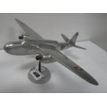A Mid XX Century Cast Metal WWII Era Military British Bomber, (possibly Bristol Beaufort), mounted