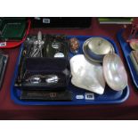 Spectacles, cutlery, Rodgers razor, shells etc:- One Tray