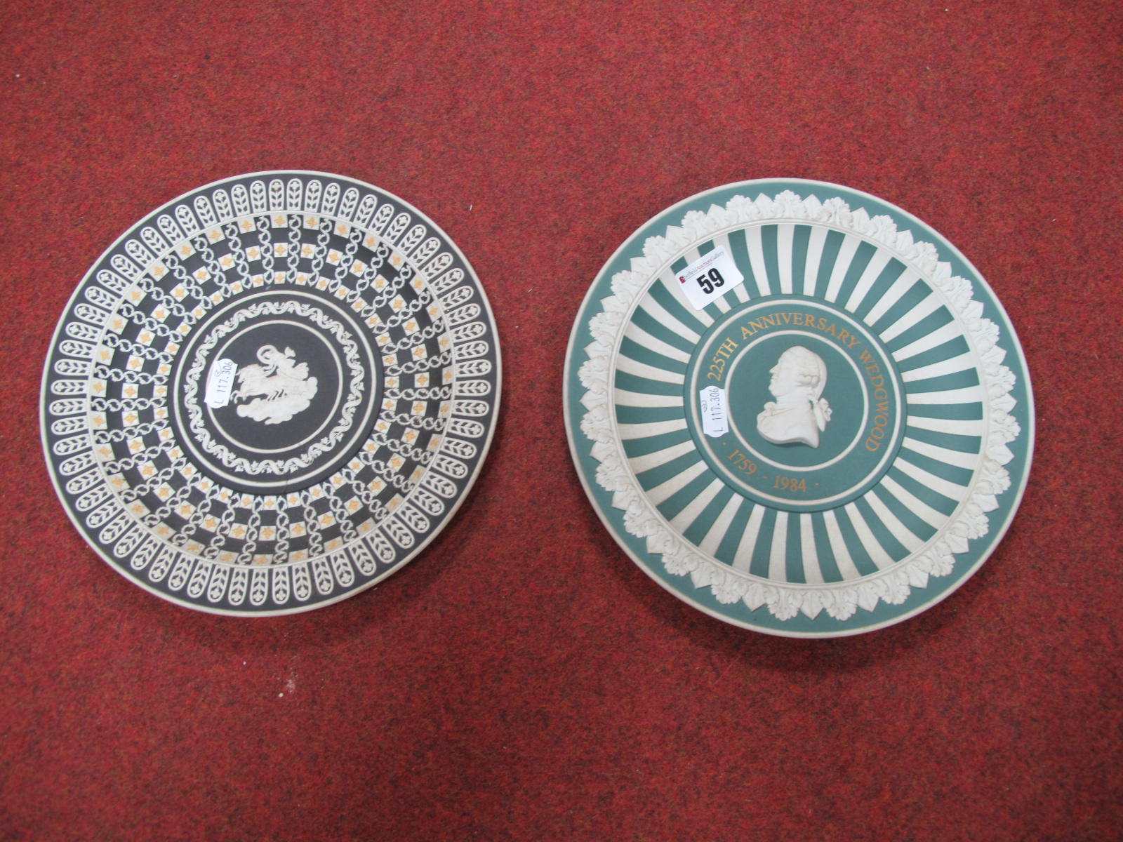 A Wedgwood Three Coloured Diced Trophy Plate, from the limited edition Museum Series, 23cm diameter;