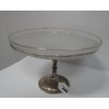 A Hallmarked Silver and Glass Pedestal Cake Stand, the removable circular shallow glass dish (24cm