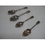 A Pair of Hallmarked Silver Fiddle and Thread Pattern Teaspoons, (double struck handles) crested;