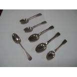 Three Pairs of Hallmarked Silver Teaspoons, crested (worn). (6)