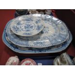 A Mason's Ironstone China Meat Dish, with well, of shaped rectangular form printed in blue with