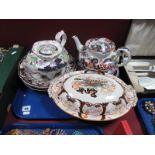 Two Ashworth Teapots, Mason's plates, oval tureen etc:- One Tray