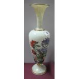 A Late XIX Century Opaque Glass Vase, of extended ovoid form, the pale green ground painted with