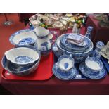 Copeland Italian Spode Black Stamp Bowls, jug, salt and pepper pots, flan dish, plates, mortar and