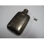 A Hallmarked Silver Hip Flask, of plain rounded rectangular form, with hinged swivel top.