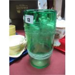 A Leerdam Green Glass Cylinder Vase, with two entwined bands, ground pontil, makers name and date