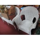 A Wicker Two Seater Patio Settee, and easy chair.