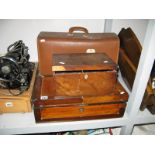 A XIX Century Mahogany and Rosewood Writing Box; together with a XIX Century mahogany box. (2)