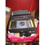 A Hitachi Cordless Combi Drill, (cased), Auger bit set, cased knives, drill bits etc. (Untested sold