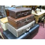 A Vintage Brown Suitcase; together with two other suitcases. (3)