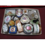 A Collection of Porcelain And Glass Pill Boxes and Scent Bottles, varying designs by Limoges,