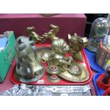 A Heavy Cast Brass Wall Hanging Horse Head Model, further brass equestrian castings, oval plaque,