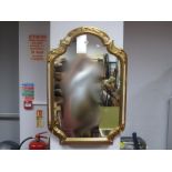 A Gilt Wall Mirror, with C scroll decoration, together with a rectangular shaped wall mirror, plus