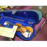 'Senior Students' and Antoni Debut Violins, each with bow and case.