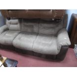 An Electric Reclining Three Seater Sofa, in brushed leather effect.