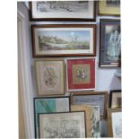 Alan Ingham; Two Prints of Farmhouses, other prints, folder of XIX Century prints.