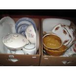 Royal Albert 'Old Country Roses' Dinner Plates, sandwich plate, egg crock, blue and white