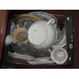 A Chamber Pot, glass tray, Staffordshire vase, etc:- One Box