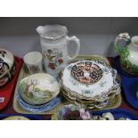 Doulton "Home Waters" Bowl, 1911 Scarborough celebration mug, KPM ribbon plates, etc:- One Tray