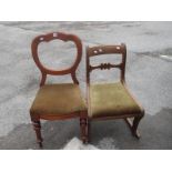 A XIX Century Mahogany Crown Top Balloon Back Chair; together with a mahogany rocking chair with a