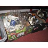 Wine Glasses, china, coffee cups, saucers, part tea service:- Two Boxes