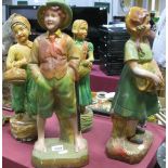 Four 1930's Plaster Figures, the tallest 44cm , (faults noticed).