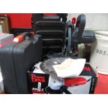 A Pro Performance Compound Mitre Saw, a Challenge reciprocating saw (cased), further reciprocating