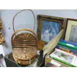 An Early XX Century Parasol, with embossed white metal pommel, onyx eggs, wicker baskets, German and