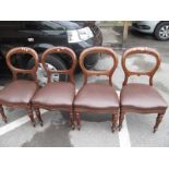 A Set of Four XIX Century Mahogany Balloon Back Dining Chairs, each with scroll capped horizontal